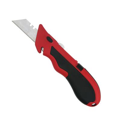 China Red Body Sharp Zinc Alloy Rubber Handle Blades 1Pc Utility Knife for sale