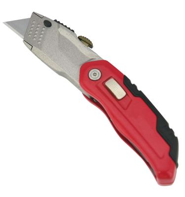 China Sharp 4Pc Blades Aluminum And Handle Zinc Alloy Rubber Folding Body Utility Knife for sale