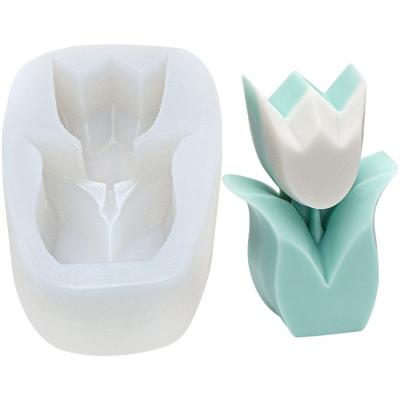 China This product is a popular utensil in European and American countries. Three-Dimensional Tulip Scented Candle Mold Diy Baking Chocolate Silicone Mold Candle Mold for sale