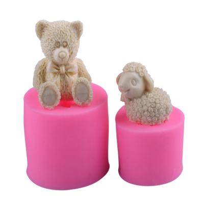 China This product is a popular utensil in European and American countries. Cute Simulation Bear and Lamb Silicone Fondant Mold Aromatherapy Plaster Candle Mold for sale