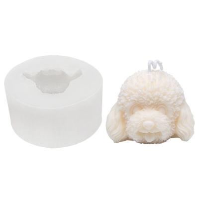 China This product is a popular utensil in European and American countries. 3D Teddy Dog Head Silicone Mold Three-dimensional Animal Scented Candle Chocolate Baking Mold for sale