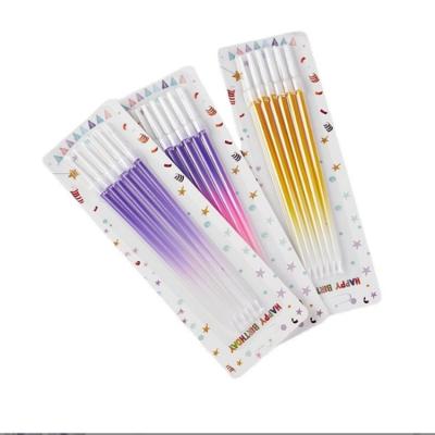 China Smooth surface Wholesale Pencil Shape Gradient Gold Plated Birthday Candles for sale