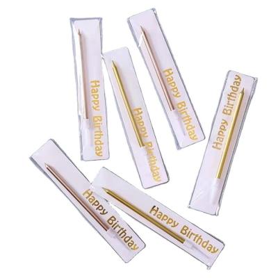 China Reasonable Price Smooth Surface Custom Simple Gold Plated Pencil Birthday Candles for sale