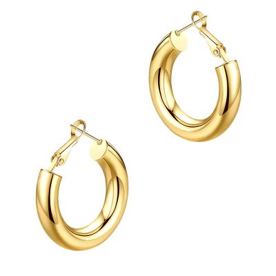 China Wowshow Casual/Sporty Gold Hoop Earrings, Hypoallergenic 5mm Circles 6mm Thick Gold Infinity Gifts Gold Plated Loop Earrings For Women for sale