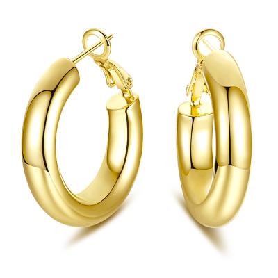 China Wowshow Casual/Sporty Hoop Earrings For Women, Real 14K Gold Plated Lightweight Hoop Earrings Women's Hoop Earrings for sale