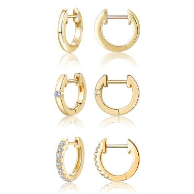 China Eco-friendly Wowshow 14k Gold Hoop Earrings For Women Small Silver CZ Hoop Earrings Set For Girls for sale