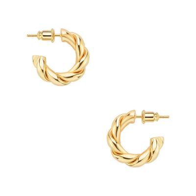 China Wowshow Gold Casual/Sporty Hoop Earrings For Women, Real 14K Gold Plated Chunky Hoop Earrings For Women for sale