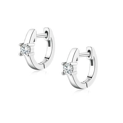 China Silver Wowshow CZ Circle Casual/Sporty Hoop Earrings For Women Small Birthstone Circles For Girls for sale