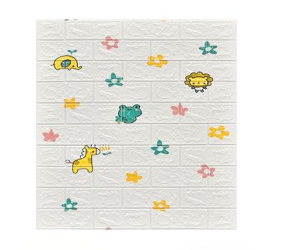 China Traditional Foam 3D Self Adhesive Wallpaper With Cartoon Pattern Is Suitable For Indoor Walls for sale