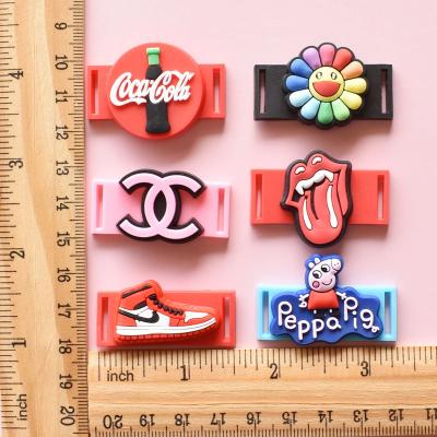 China Shoe Charm Popular Lace Buckle Design Cartoon PVC Decorative Sports To Buckle Decorative Accessories for sale