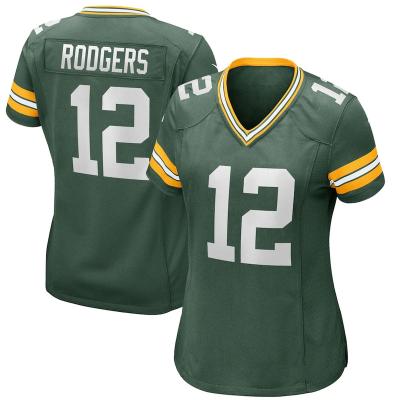 China Best Quality Antibacterial Wholesale Green Bay Stitched Cheap Jersey Team Uniform 12 Aaron Rodgers 33 Aaron Jones American Football Women for sale