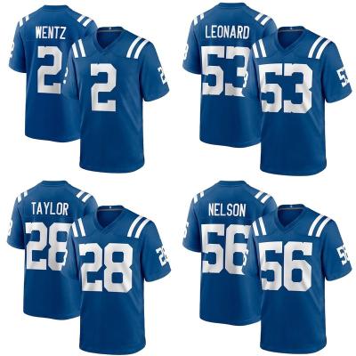 China Indianapolis City Team Club Uniform Stitched American Football Breathable Custom Colt Royal Game 2 Wentz 53 Leonard 28 Tank Top for sale