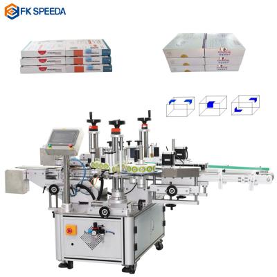 China FK816 Double Size Food Folding Carton Anti Tamper Adhesive Sticker Packaging Automatic Corner Sealing Labeling Machine for sale