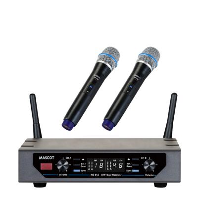 China Handheld Microphone System 2 Channel Kalonka Radio 1232 RD Dynamic Sound Canceling Speaker Speech Live Music Karaoke Teaching MASCOT for sale