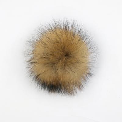 China Wholesale European Fluffy Custom Size Natural Large Raccoon Fur Pom Poms Trim With Snap For Hats Pompoms Avec Button Snap for sale