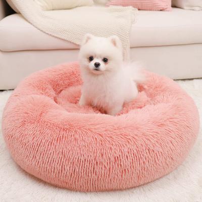 China Waterproof Warm Sale Fluppy Faux Fur Donut Bed Around Pet Bed For Dog And Cat In Stock for sale