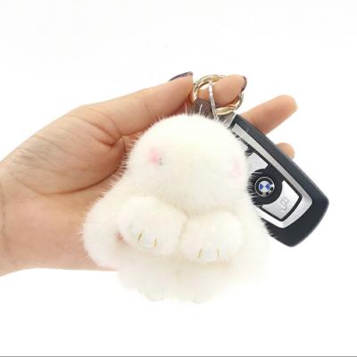 China 2021 Christmas Plush Gift Fluffy High End Color Fur Pendant , Cute Christmas Plush Rabbit Gift For Kids for sale