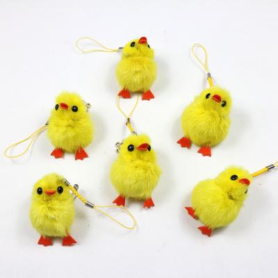 China 2021 New Soft Touch Feeling Duck Mink Fur BTS Chicken Key Chain Yellow Yellow Custom Key Chain Charm for sale