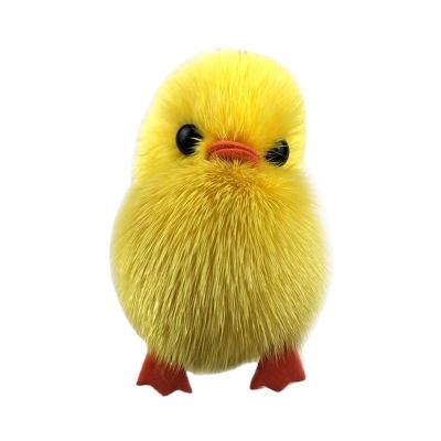 China Cheap Plush Toy Luxury Wholesale Mink Fur Yellow Duck Lovely Key Chain Key Chain for sale