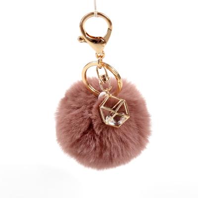 China Soft Hand Feeling Plush Key Chain Faux Rabbit Fur Pom Pom Custom Ear Key Chain With Ears For Handbag for sale