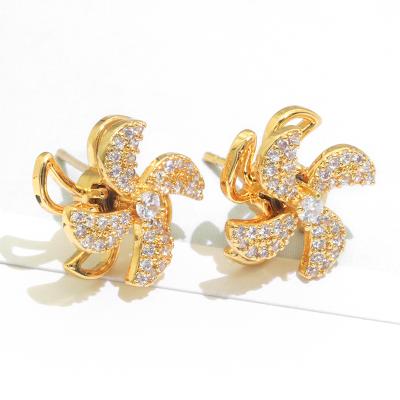 China Small fashion the new cheap and exquisite women's windmill-shaped gold-plated earrings for sale