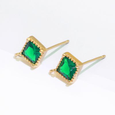 China New Fashion Luxury Gemstone Blue Gold Plated Stud Earrings Frame Earrings Women's Jewelry for sale