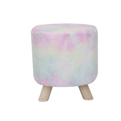 China Comfy Kids Light Up Foot Stool Tie-Dye Roger Fur Round Modern Kids Soft Bed Wooden Kids Sneak for sale