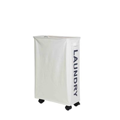 China Home laundry; Laundry trolley; Amazon Hot Seller Printed Dirty Cloth Clothes Storage Bag Laundry Hamper Basket With Wheels for sale