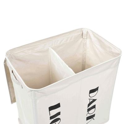 China Modern Plastic Beige Laundry Basket With Wheels Rolling Carry Canvas Foldable Laundry Basket With Lid for sale