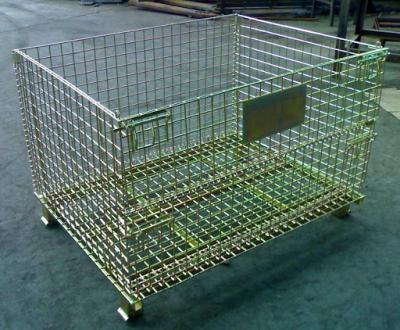 China Warehouse Storage System Customized Heavy Duty Galvanized Foldable Collapsible Metal Storage Wire Mesh Container for sale