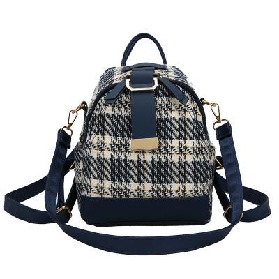 China 2021 New Multifunctional Women's Plaid Fashion One Shoulder Student Schoolbag Travel Backpack for sale