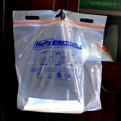 China Recyclable Polysmarts Customize Printing Clear Reinforced Perforated Logo Zipper Lock Plastic Bag With Bottom for sale