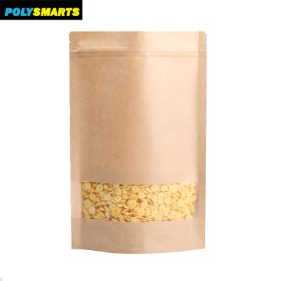 China POLYSMARTS Recyclable Eco Friendly Kraft Paper Bag Custom Craft Paper Bag With Window for sale