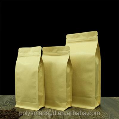 China POLYSMARTS Recyclable Free Samples Kraft Paper Flat Bottom Zipper Coffee Tea Bag Stand Up Zipper Bag for sale