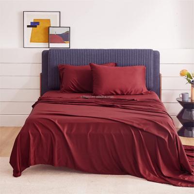 China Nondisposable Bamboo Bedding Set 4 Pieces Colorful Sheet Set Duvet Cover Pillow Case Comforter Set for sale