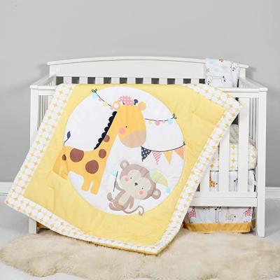 China Baby Crib Set Anti-Static Polyester Soft Breathable Crib Hutch Set 3 Pieces Bedding Bumper Baby Crib Bedding Set for sale