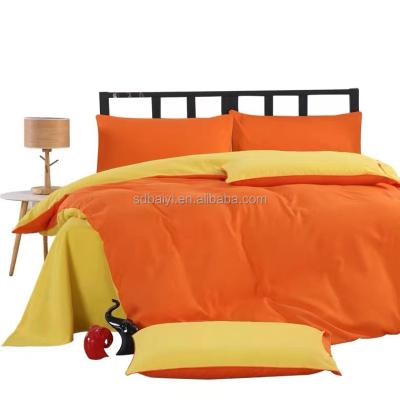 China Bedding Set Flat Sheet Polyester Pvc Bag Woven Disposable 100% Plain Dyed Comforter Set for sale