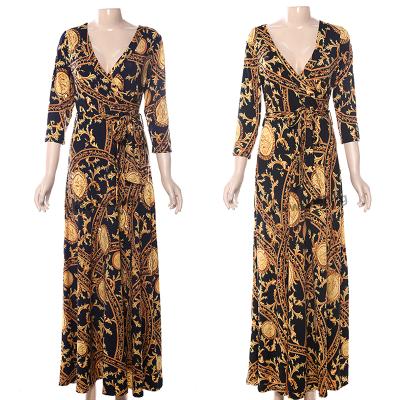 China Anti-Static Chiffon Party Print Beach Dress Maxi Women Long Summer Dress for sale