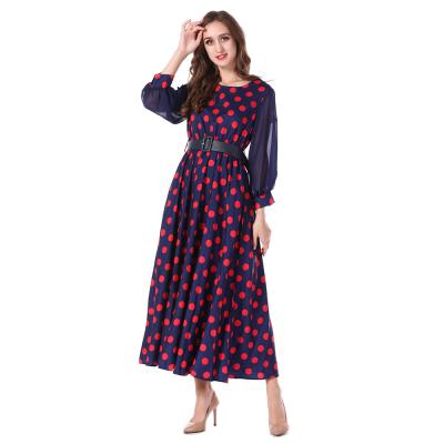 China Newly Popular Factory Price Anti-Static See Long Sleeve O-Neck Woman Maxi Dress for sale