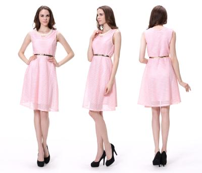 China Latest 2018 New Fashion Anti-Static Cute Pink Knee Length Dress For Girls for sale