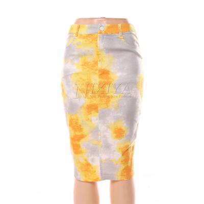 China New Lady Office Skirt Hot Sale Summer Plus Size Skirt Tie Dyed Pencil Skirt Women for sale