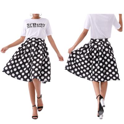 China Plus Size New Arrive Wholesale Black Dot Middle Length Skirt Hot Sale Skirt Women Party Clothing for sale