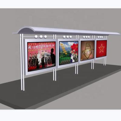 China Modern Modern Metal Bus Shelter With LED Advertising Light Box for sale