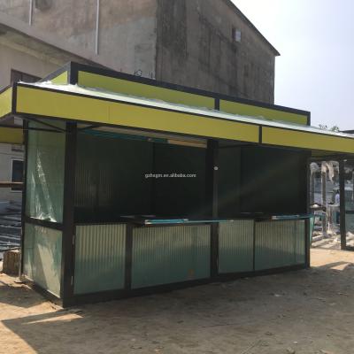 China Minimalist Outdoor Food Kiosk Selling Kiosk Street Shop Mall In Metal Frame With Solar Power Optional for sale