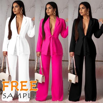 China Autumn Winter Anti-Shrink Ladies Elegant Full Length Suit Jacket Sets Sexy Casual Suit Evening Wear Women Female Suits Office Uniform for sale