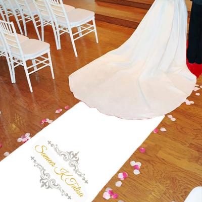 China Stain Resistant Custom White Wedding Needle Punch Aisle Runner Welcome Mat Roll For Flooring for sale