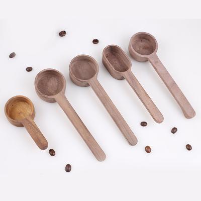 China Europe Factory Supply 8g10g Black Walnut Beech Coffee Bean Coffee Bean Measurer Direct Wooden Teaspoon Measuring Small Wooden Spoon for sale