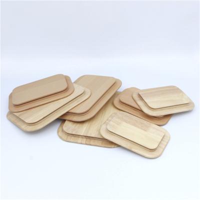 China Natural Custom Logo Ingredients Round Rectangle Rubber Wooden Fruit Platter Dinner Dish Wooden Trays for sale