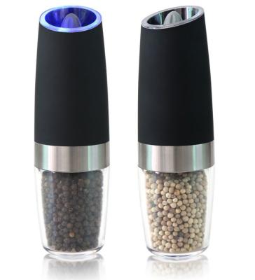 China Viable Gravity Electric Salt and Pepper Grinder Set with Adjustable Coarseness LED Blue Light Electric Pepper Grinder for sale