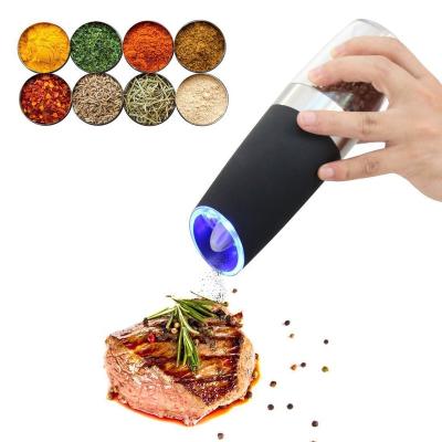 China Viable Popular Product Electric Salt and Pepper Grinder Gravity Spice Automatic Pepper Grinder with Blue LED Light for sale